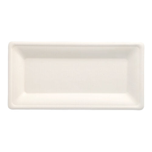 Papstar 10x 50 Teller, Zuckerrohr "pure" eckig 13 cm x 26 cm weiss