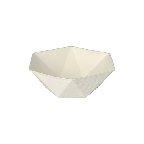 Papstar 10x 50 Schalen Zuckerrohr "pure" 6-eckig 400 ml 5 cm x 16 cm x 14 cm weiss "Diamond"