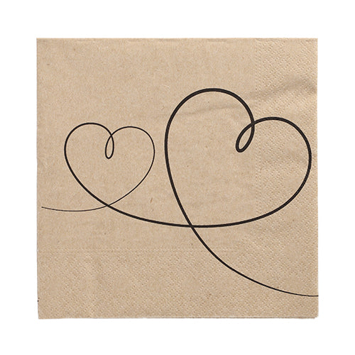 Papstar 10x 20 Servietten, 3-lagig 1/4-Falz 33 cm x 33 cm natur "Love" aus recyceltem Papier