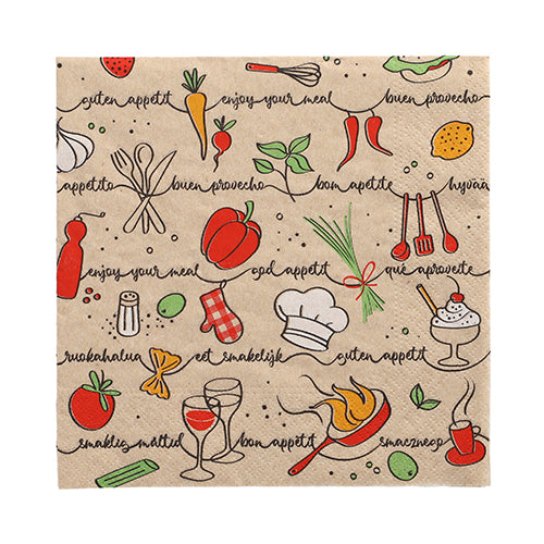 Papstar 10x 20 Servietten, 3-lagig 1/4-Falz 33 cm x 33 cm natur "Enjoy your meal" aus recyceltem Papier