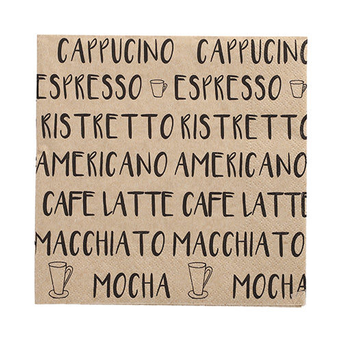 Papstar 10x 20 Servietten, 3-lagig 1/4-Falz 33 cm x 33 cm natur "Coffee Specialities" aus recyceltem Papier