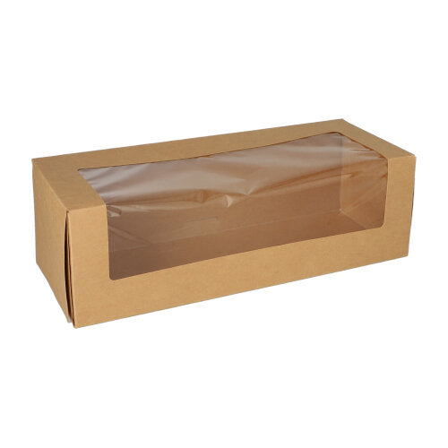 Papstar 4x 25 Tortenkartons mit Deckel eckig 10 cm x 32 cm x 12 cm mit Sichtfenster aus PLA