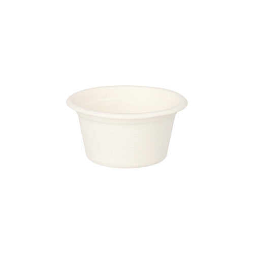 Papstar 10x 50 Dressingschalen, Zuckerrohr "pure" 60 ml Ø 6 cm · 3 cm weiss