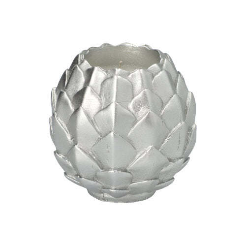 Papstar 6x Kugelkerze Ø 10 cm silber "Pine Cone"