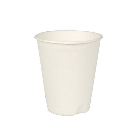 Papstar 10x 12 Trinkbecher, Zuckerrohr "pure" 0,2 l Ø 8 cm · 9,1 cm weiss für Heißgetränke
