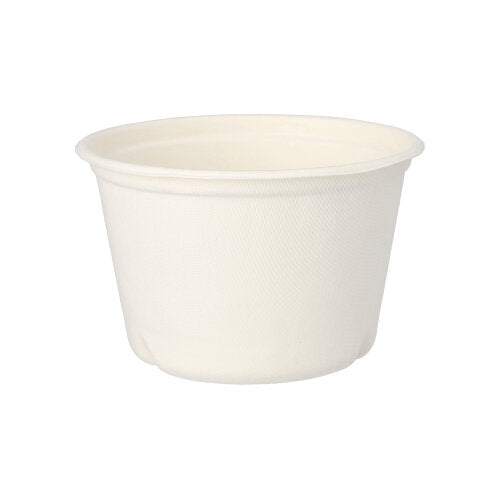 Papstar 500 Suppenbecher, Zuckerrohr, Serie: Pure, Weiß, Inhalt: 600ml, Durchmesser: 14cm, Höhe: 9cm