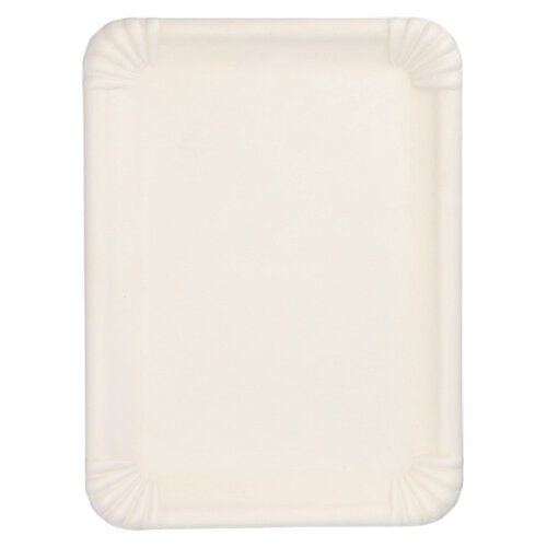Papstar 20x 6 Servierplatten, Zuckerrohr "pure" eckig 26 cm x 35 cm weiss