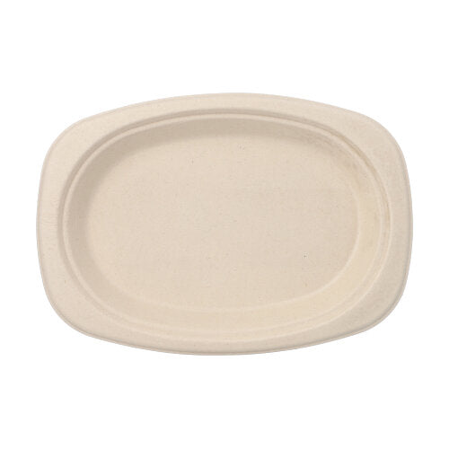 Papstar 10x 50 Teller, Zuckerrohr "pure" oval 23 cm x 16 cm x 2 cm natur