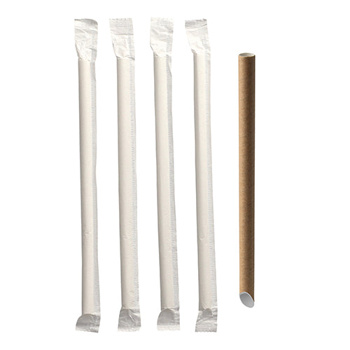Papstar 1.200 Bubble Tea Halme braun sortiert einzeln gehüllt, einseitig spitz, Material: Papier, Abmessungen: Ø 12mm · 20cm