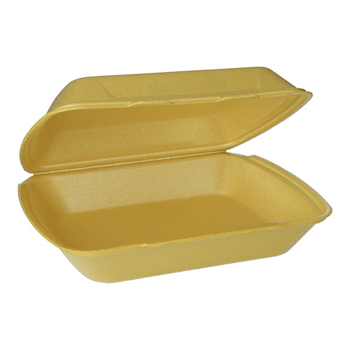 Papstar 2x 100 Menüboxen mit Klappdeckel, XPS ungeteilt 7,5 cm x 24,3 cm x 20,8 cm gold