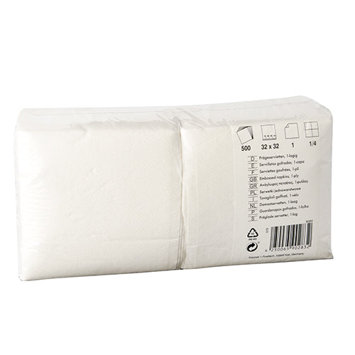 Papstar 4.500 Servietten, 1-lagig 1/4-Falz 32 cm x 32 cm weiss