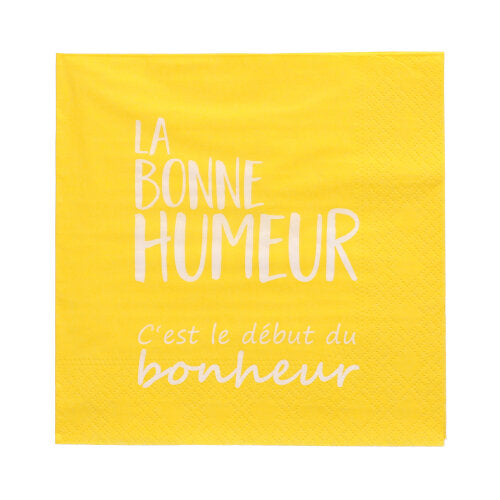 Papstar 12x 20 Servietten, 3-lagig 1/4-Falz 33 cm x 33 cm gelb "La Bonne Humeur"