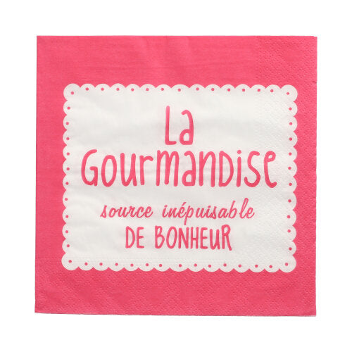 Papstar 12x 20 Servietten, 3-lagig 1/4-Falz 33 cm x 33 cm fuchsia "La Gourmandise"