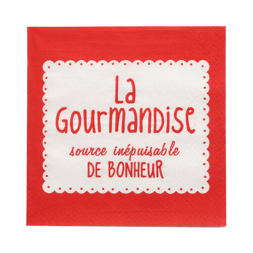 Papstar 12x 20 Servietten, 3-lagig 1/4-Falz 33 cm x 33 cm rot "La Gourmandise"