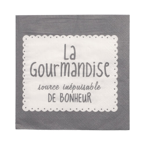 Papstar 12x 20 Servietten, 3-lagig 1/4-Falz 33 cm x 33 cm grau "La Gourmandise"