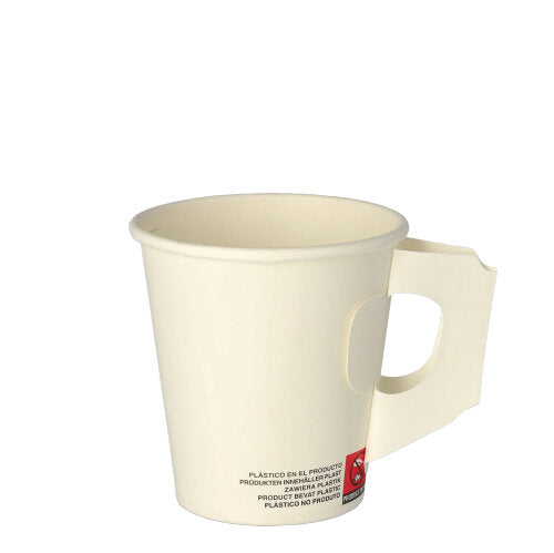 Papstar 500x Trinkbecher (mit Henkel), Pappe, Weiß, Inhalt: 180ml, Durchmesser: 7,3cm, Höhe: 7,8cm