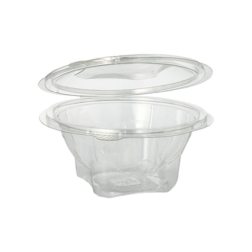 Papstar 10x 50 Feinkost- und Salatschalen mit Klappdeckel, R-PET rund 500 ml Ø 15,5 cm · 6,8 cm glasklar
