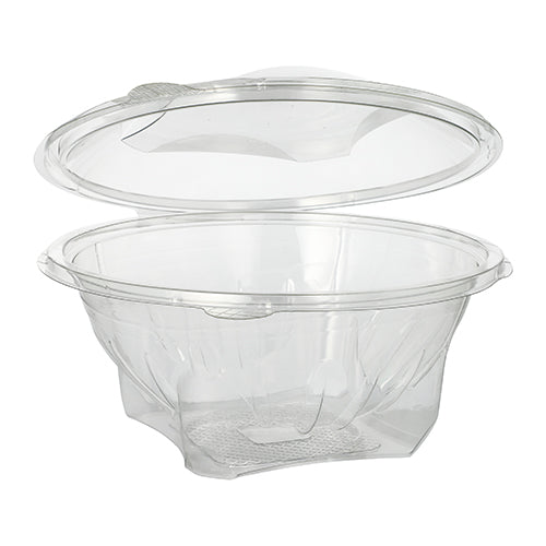 Papstar 8x 50 Feinkost- und Salatschalen mit Klappdeckel, R-PET rund 1000 ml Ø 18,5 cm · 7,8 cm glasklar