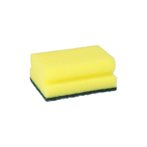 Papstar 12x 6 Topfreiniger, Schwamm eckig 4,1 cm x 9,5 cm x 6,8 cm gelb/grün mit Griffrille, kratzend