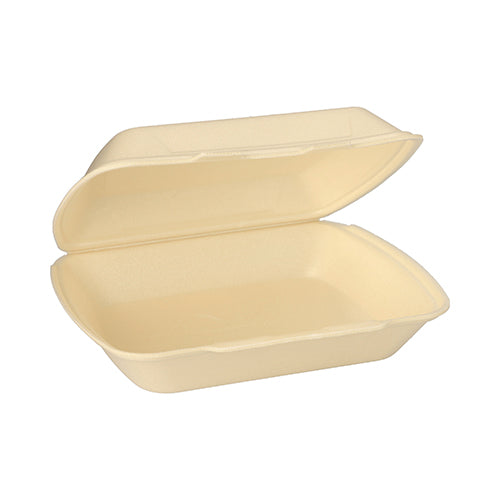 Papstar 2x 100 Menüboxen mit Klappdeckel, XPS ungeteilt 7,5 cm x 24,3 cm x 20,8 cm creme