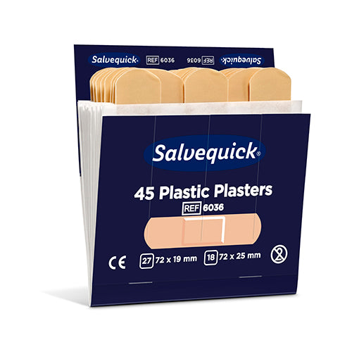 Papstar 10x 6 Set "Cederroth" Salvequick Plastic Pflaster (45 Stück) braun , wasserabweisend, Refill