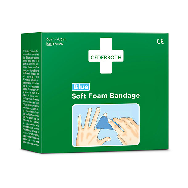 Papstar 10x "Cederroth" Soft Foam Bandage 4,5 m x 6 cm blau