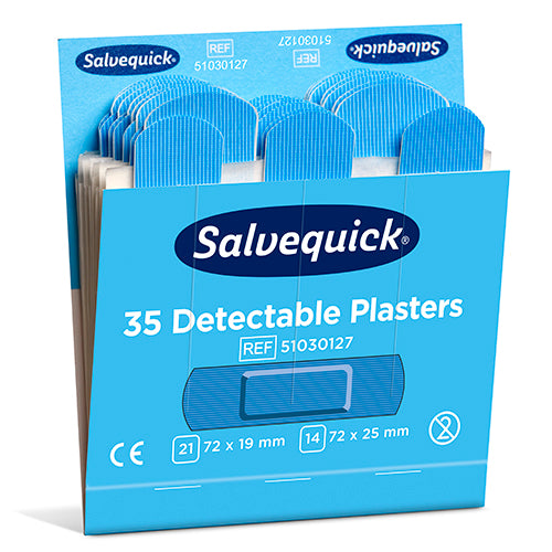 Papstar 10x 6 Set "Cederroth" Salvequick Detectable Pflaster (35 Stück) blau , Refill