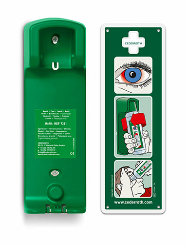 Papstar 10x "Cederroth" Wandhalter Augendusche 27 cm x 9 cm x 7 cm "Eye Wash" inkl. Hinweisschild