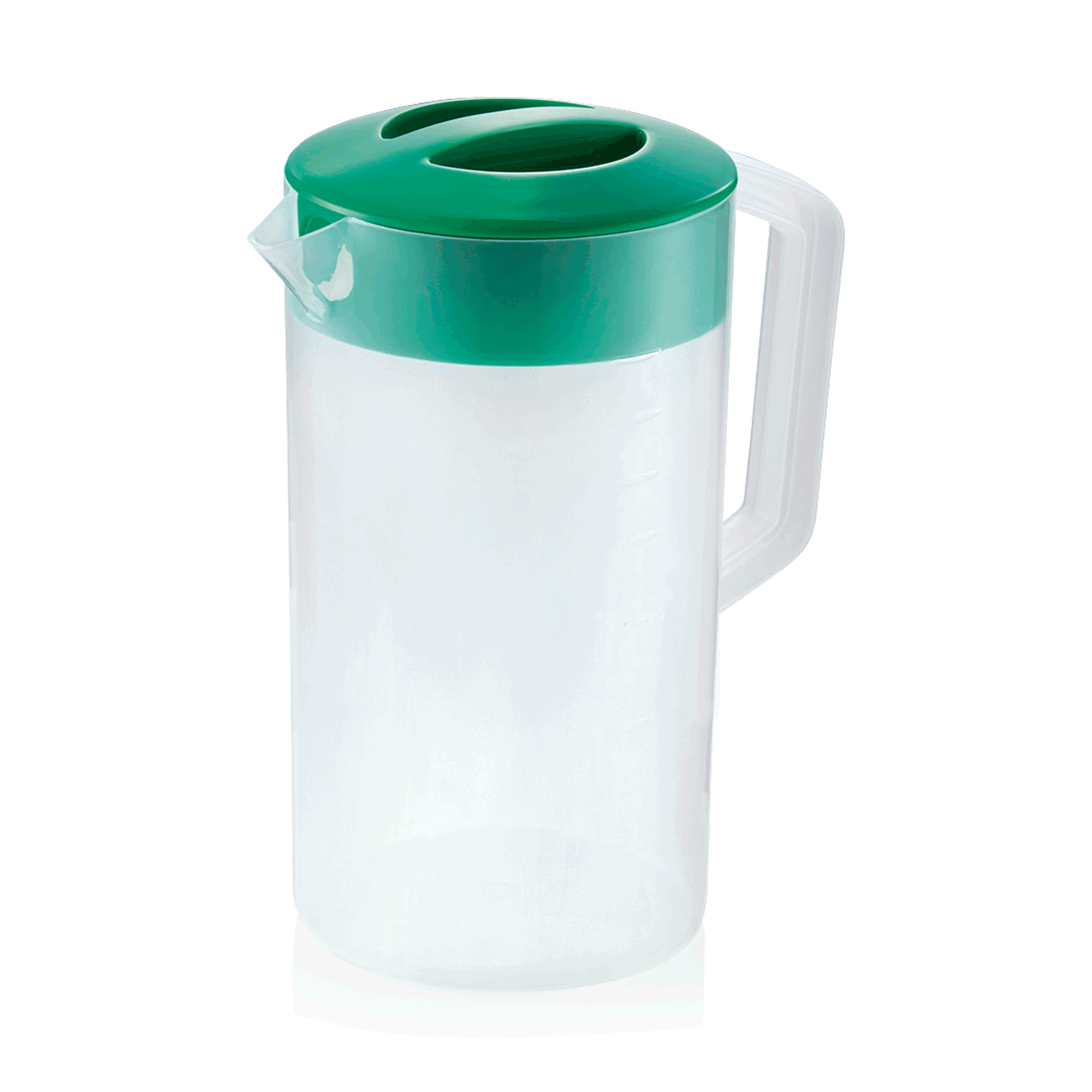 WAS Germany Kanne (mit grünem Deckel), Polypropylen, Transparent, Skalierung: 250ml, Inhalt: 2,5L, Durchmesser: 12,5cm, Höhe: 25cm (9306251)