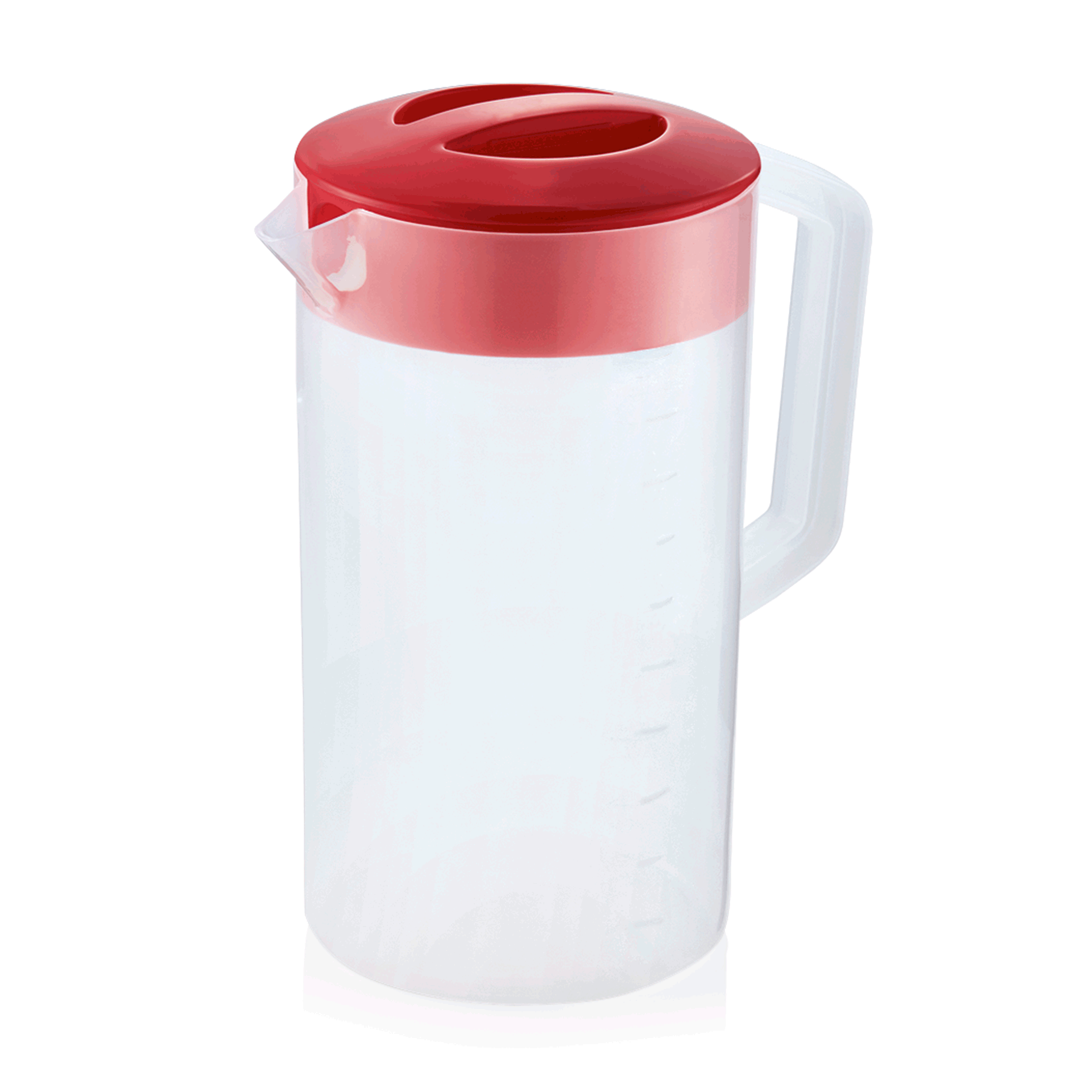 WAS Germany Kanne (mit rotem Deckel), Polypropylen, Transparent, Skalierung: 250ml, Inhalt: 2,5L, Durchmesser: 12,5cm, Höhe: 25cm (9306252)