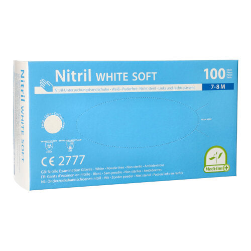Papstar 10x 100 "Medi-Inn®" Handschuhe Nitril puderfrei "White Soft" weiss Größe M