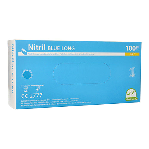 Papstar 10x 100 "Medi-Inn®" Handschuhe Nitril puderfrei "Long" blau Größe S