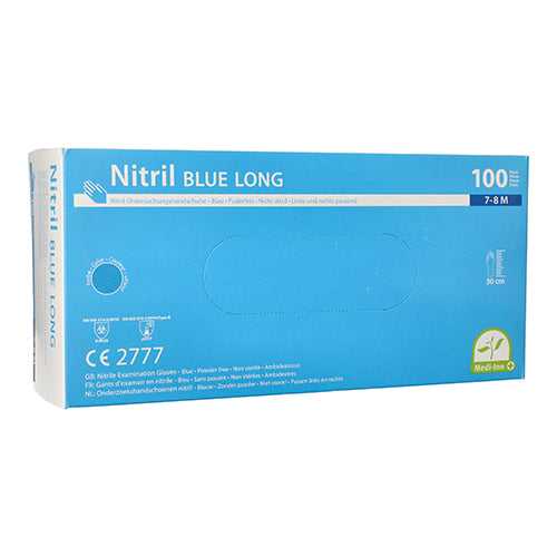 Papstar 10x 100 "Medi-Inn®" Handschuhe Nitril puderfrei "Long" blau Größe M