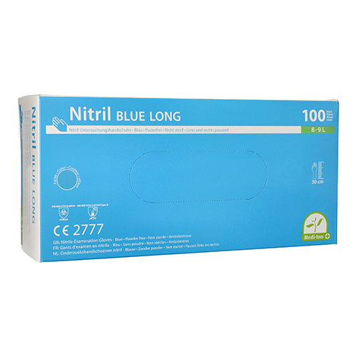 Papstar 10x 100 "Medi-Inn®" Handschuhe Nitril puderfrei "Long" blau Größe L