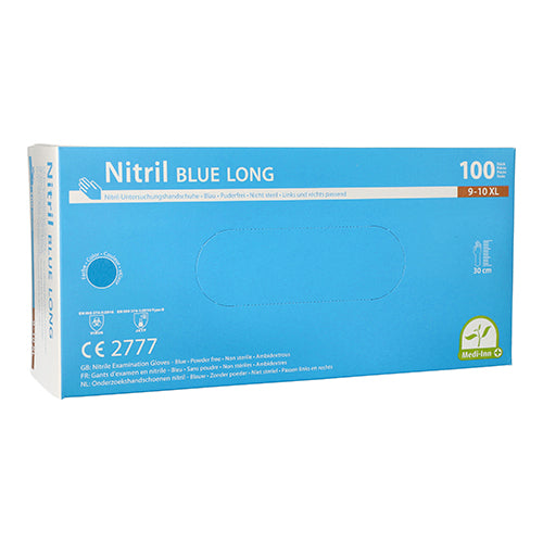 Papstar 10x 100 "Medi-Inn®" Handschuhe Nitril puderfrei "Long" blau Größe XL
