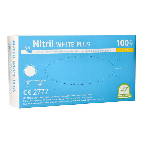 Papstar 10x 100 "Medi-Inn® PS" Handschuhe, Nitril puderfrei "White Plus" weiss Größe S