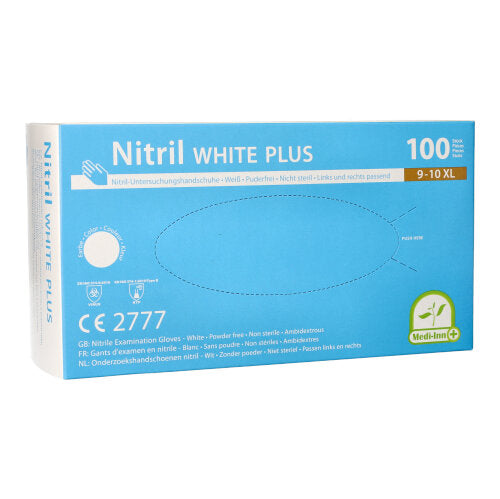 Papstar 10x 100 "Medi-Inn® PS" Handschuhe, Nitril puderfrei "White Plus" weiss Größe XL