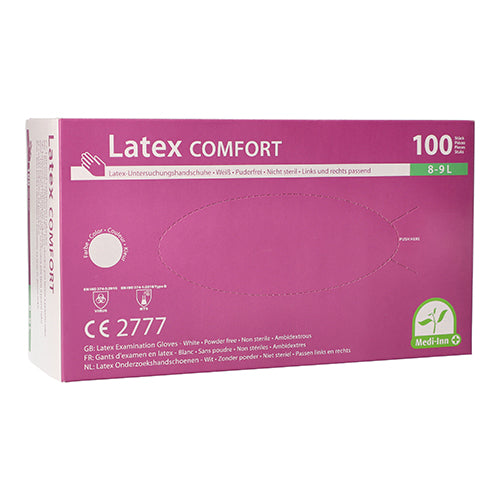 Papstar 10x 100 "Medi-Inn® PS" Handschuhe, Latex puderfrei "Comfort" weiss - natur Größe L