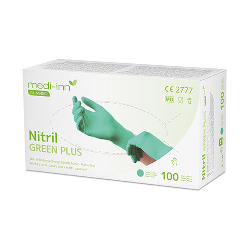 Papstar 10x 100 "Medi-Inn® Classic" Handschuhe, Nitril puderfrei "Green Plus" grün Größe S