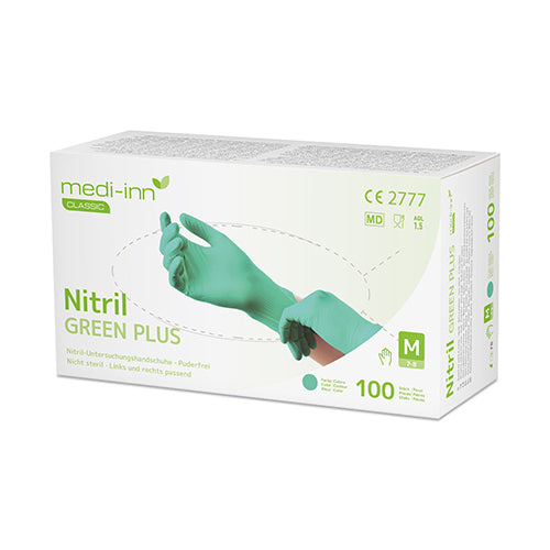 Papstar 10x 100 "Medi-Inn® Classic" Handschuhe, Nitril puderfrei "Green Plus" grün Größe M