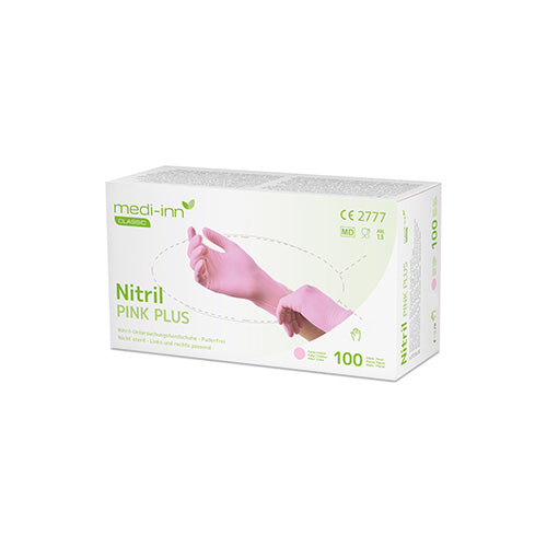 Papstar 10x 100 "Medi-Inn® Classic" Handschuhe, Nitril puderfrei pink "Nitril Pink Plus" Größe L