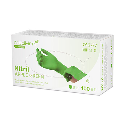 Papstar 10x 100 "Medi-Inn® Classic" Handschuhe, Nitril puderfrei apfelgrün "Nitril Apple Green" Größe XS