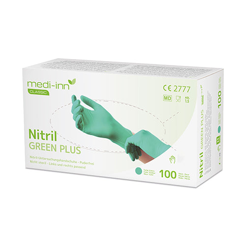 Papstar 10x 100 "Medi-Inn® Classic" Handschuhe, Nitril puderfrei "Green Plus" grün Größe XS