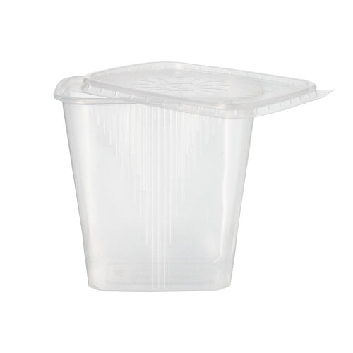 Papstar 5x 50 Verpackungsbecher mit Deckel, PP eckig 500 ml 10,1 cm x 8,9 cm x 11,4 cm transparent