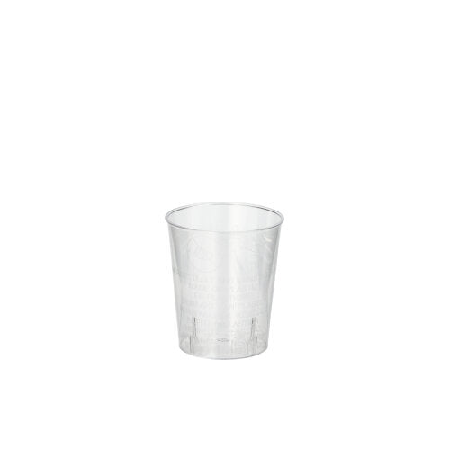 Papstar 54x 50 Schnapsgläser mit Füllstrich, Glasklar, PS, Inhalt: 2cl, Durchmesser: 3,7cm, Höhe: 4,1cm
