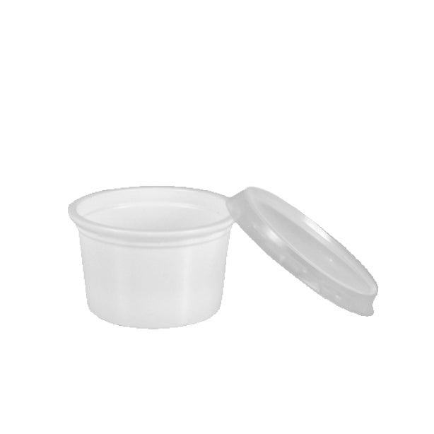 Papstar 10x 50 Portionsbecher mit Deckel, PP 30 ml Ø 46 mm · 28 mm weiss