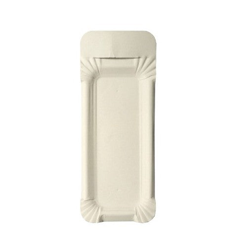 Papstar 4x 250 Teller, Pappe [ff] eckig 8 cm x 21 cm weiss mit Anfasser