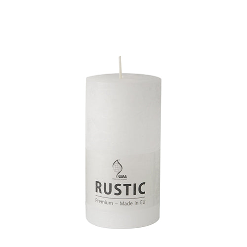 Papstar 6x Zylinderkerze Ø 68 mm · 130 mm weiss "Rustic" durchgefärbt