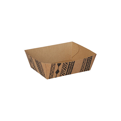 Papstar 1x 400 Snacktrays, Pappe 3,5 cm x 7 cm x 9 cm braun "Maori" klein