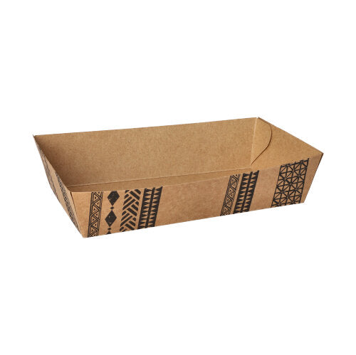 Papstar 1x 480 Snacktrays, Pappe 3,8 cm x 8,5 cm x 15,5 cm braun "Maori" extra groß